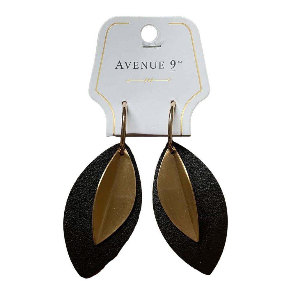 NWT Black Gold Leaf Boho Earrings